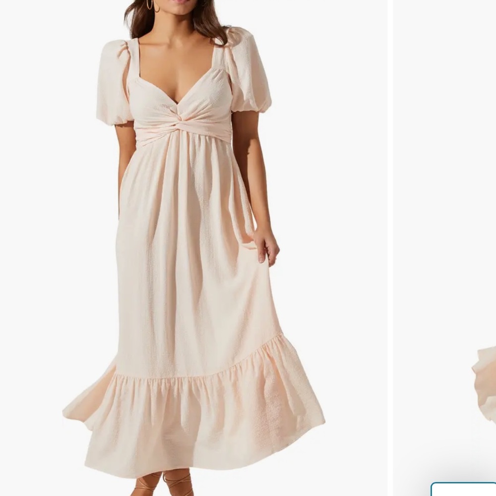 ASTR the label - Tie Back Puff Sleeve Midi Dress Blush